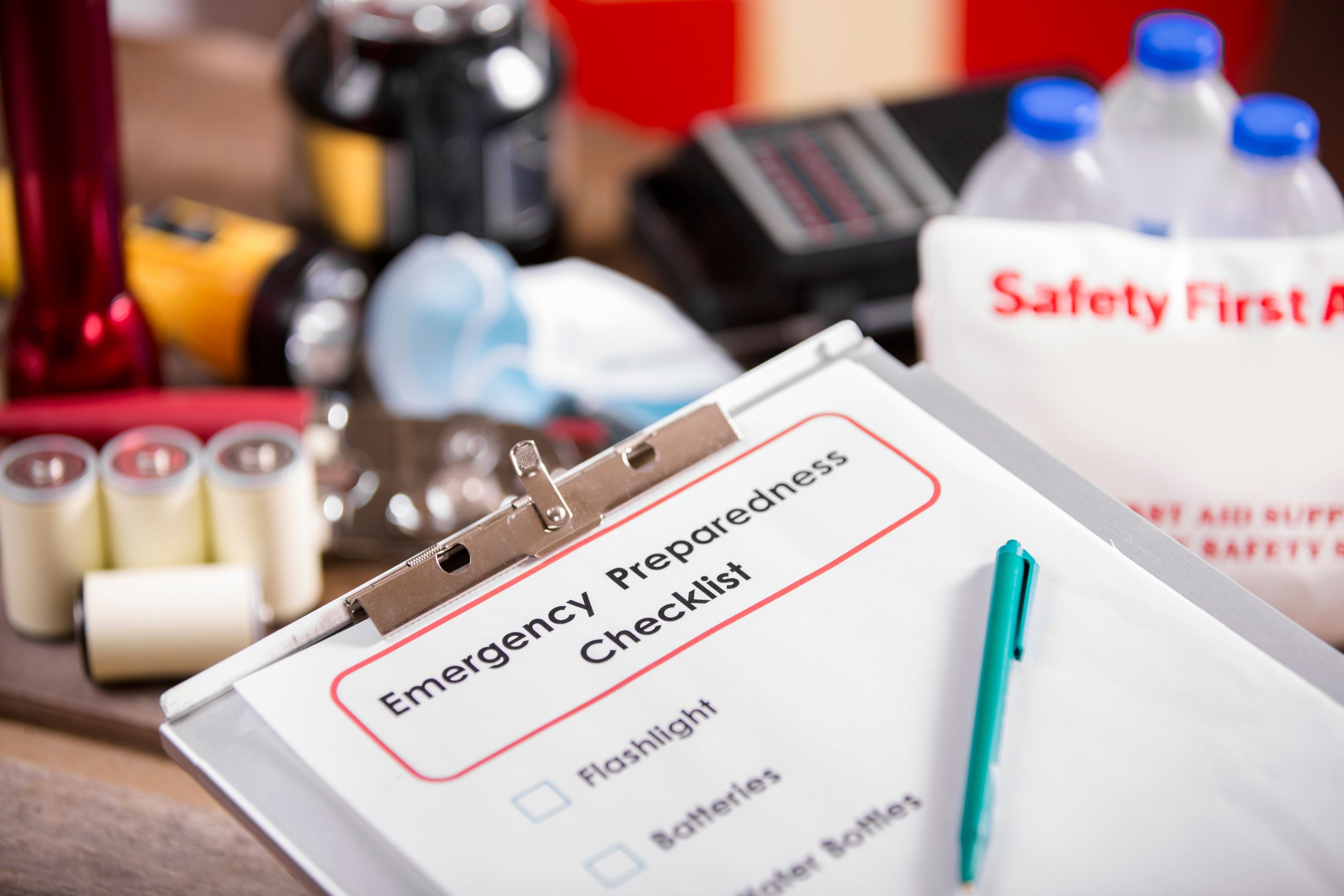 clipboard with checklist for emergency preparedness materials