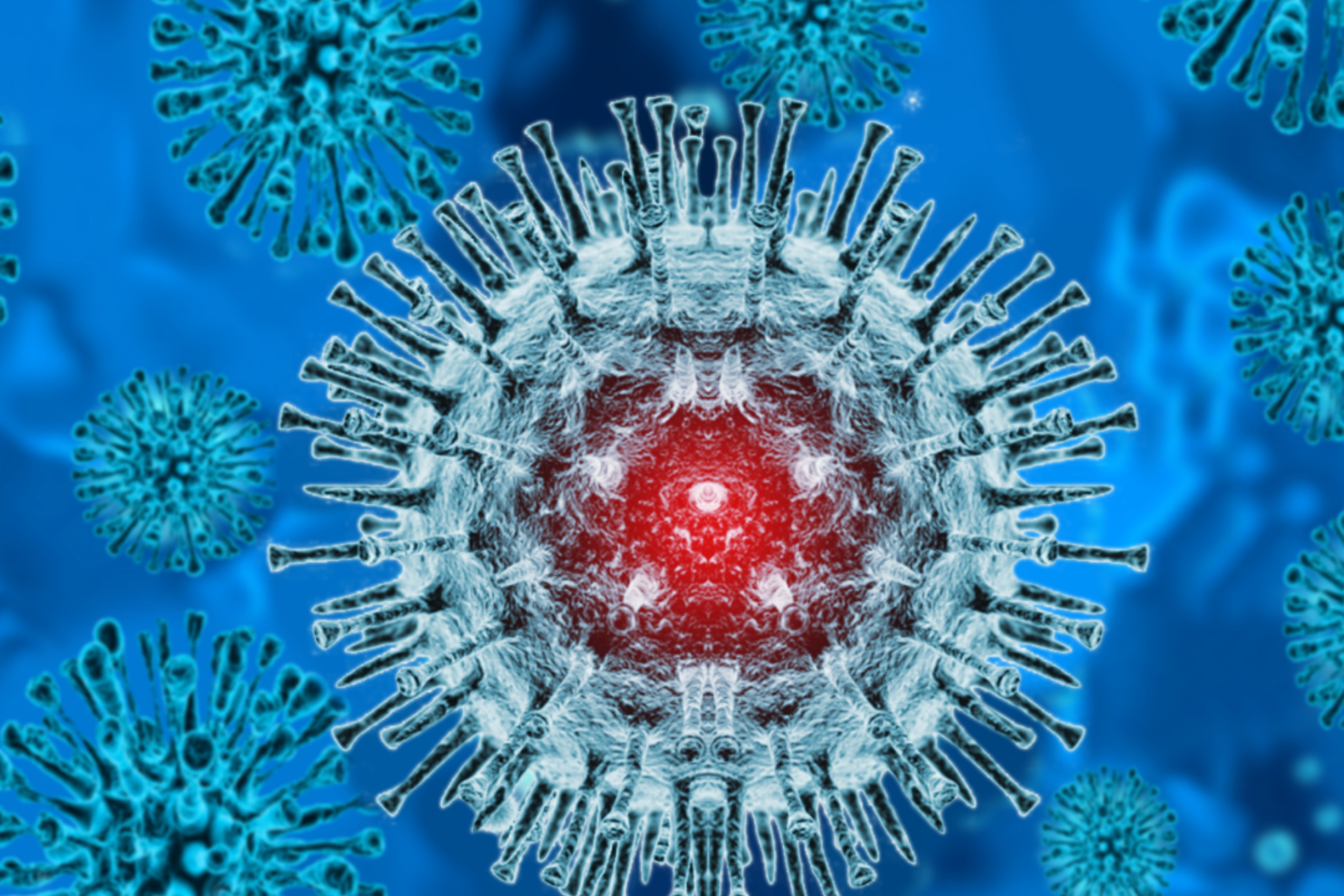 polio virus image blue background