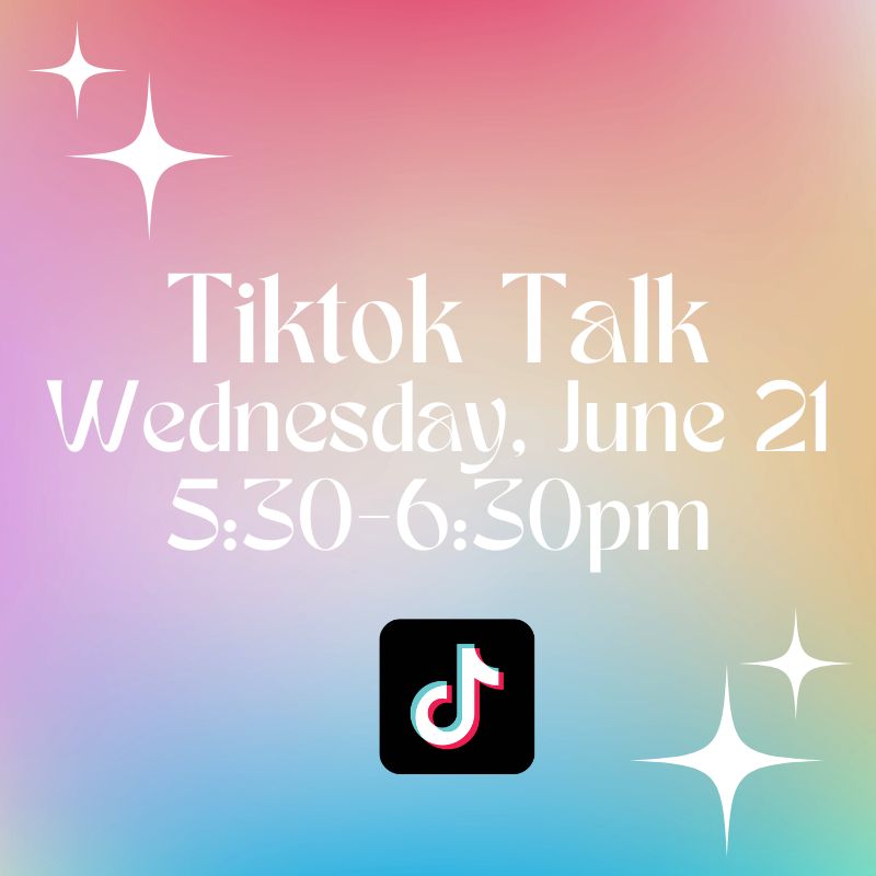 Graphic featuring the logo of the app TikTok.
